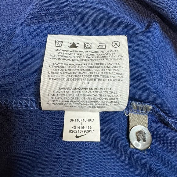 Nike Dri-Fit Blue Tiger Woods Geometric Stripe Performance Golf Polo Shirt Men L - Picture 6 of 9